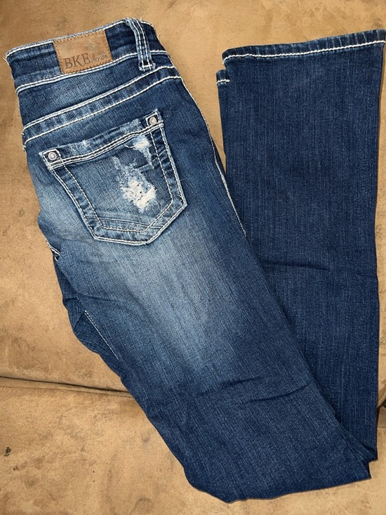 BKE Denim - BKE Women's Dark & Medium Blue Bootcut Jeans with Faded Detail